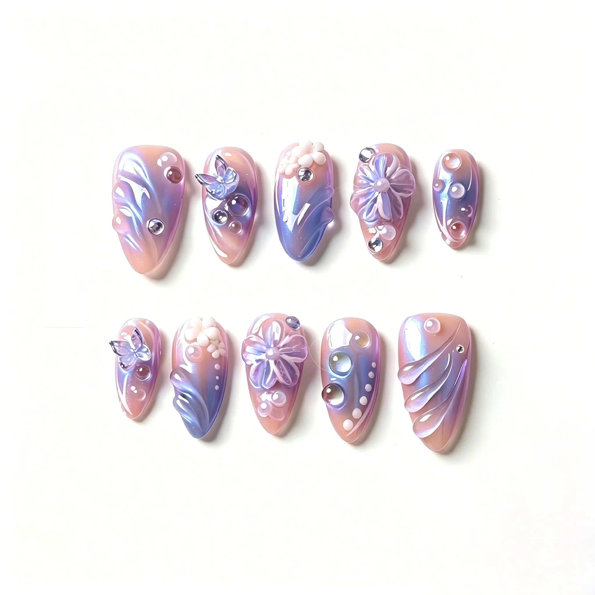 Kentrim Pastel Medium Almond Press On Nails - 10 Pieces (Single Size) Main image