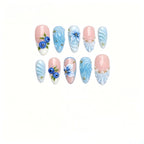 Kentrim Pastel Floral Elegance Medium Almond Press On Nails- 10 Pieces (Single Size)