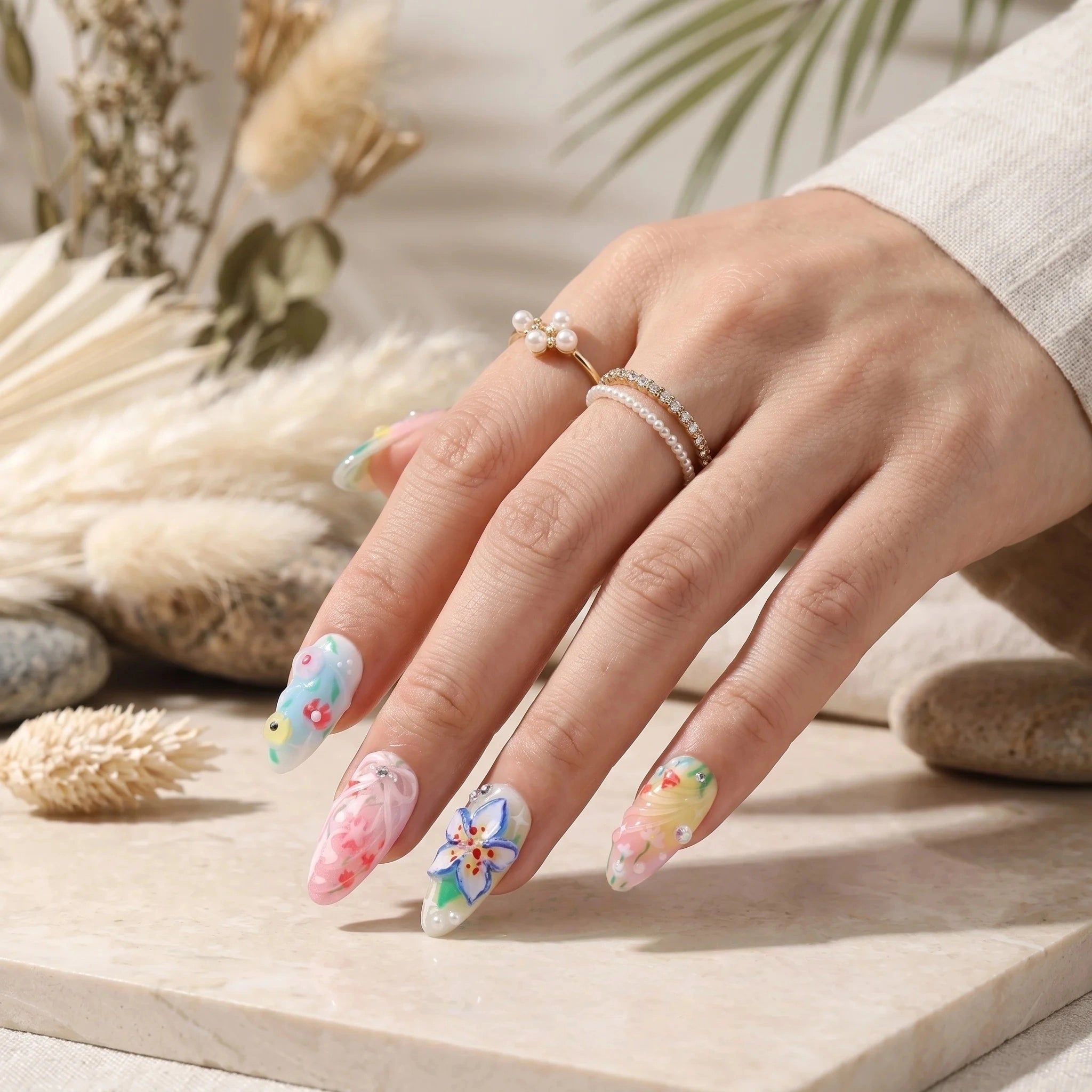 Kentrim Pastel Floral Press On Nails - 10 Pieces (Single Size)