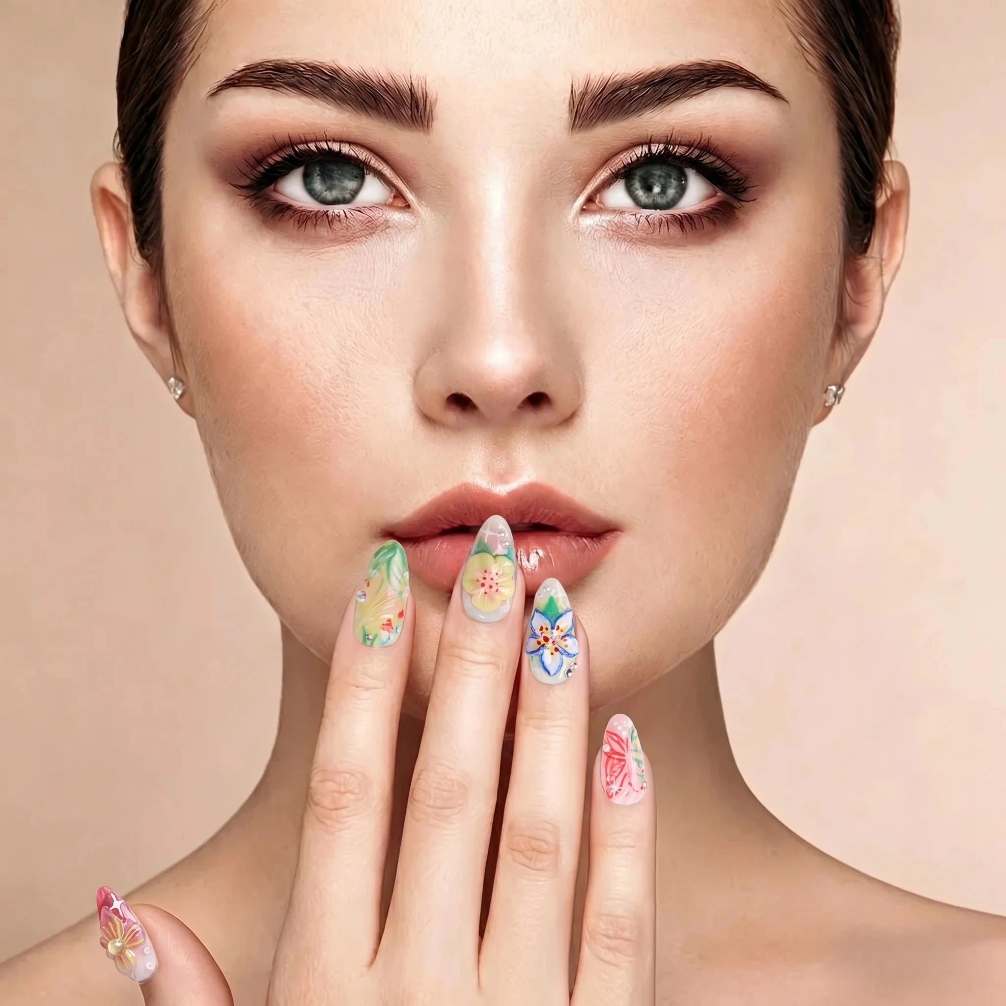 Kentrim Pastel Floral Press On Nails - 10 Pieces (Single Size)