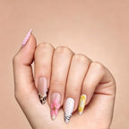 Kentrim Pink Leopard Print 3D Flower Medium Almond Press On Nails - 24 Pieces, 12 Sizes