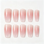 Kentrim Jelly Glue Pink Kentrim Pink White Glitter Gradient Coffin Press On Nails - 24 Pieces (12 Sizes)
