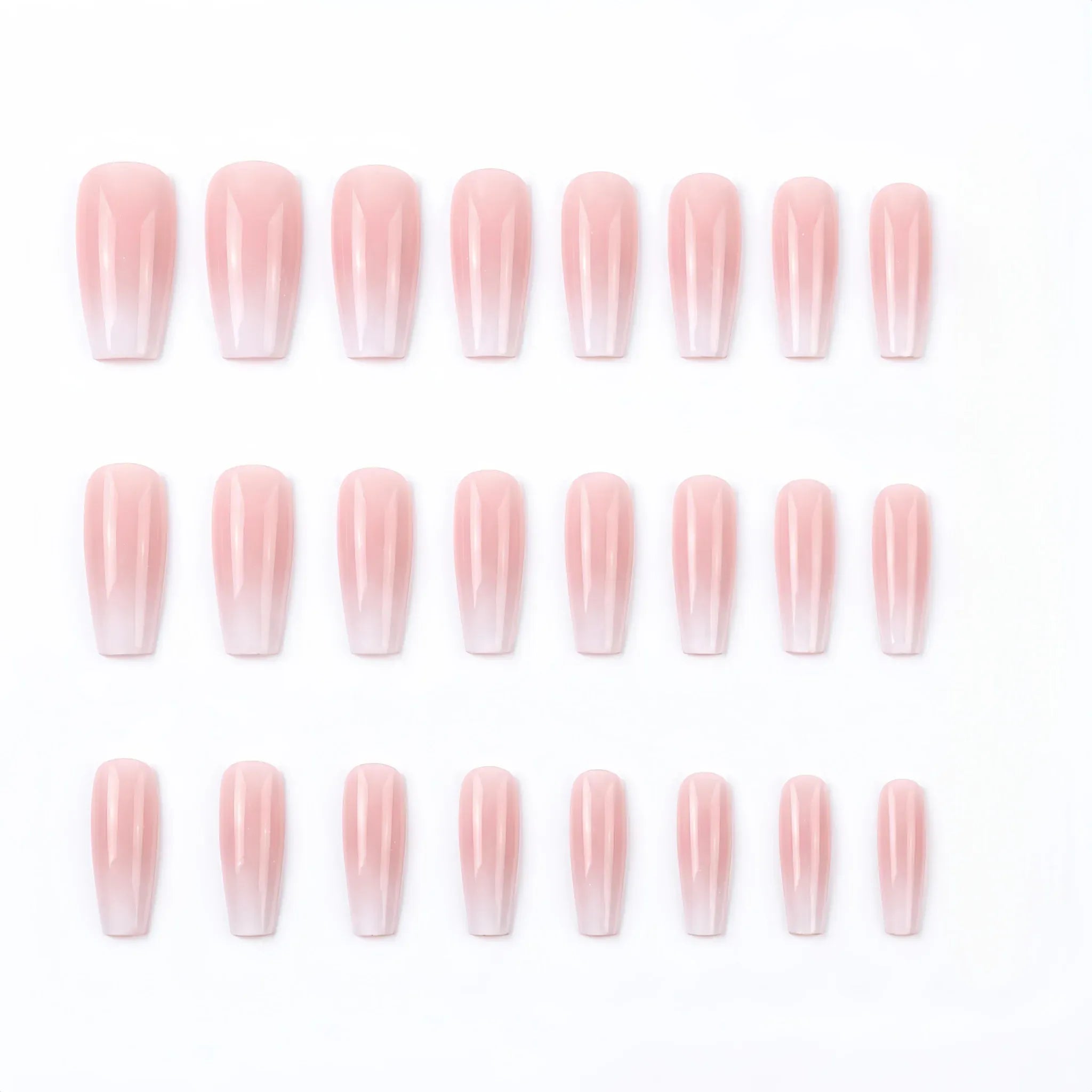 Kentrim Pink White Glitter Gradient Coffin Press On Nails - 24 Pieces (12 Sizes) Secondary image