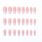 Kentrim Jelly Glue Pink Kentrim Pink White Glitter Gradient Coffin Press On Nails - 24 Pieces (12 Sizes)