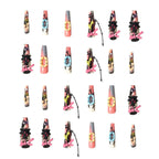 Kentrim Jelly Glue Pink Kentrim Y2K Graffiti 3D Charms Press On Nails - 30 Pieces (15 Sizes)