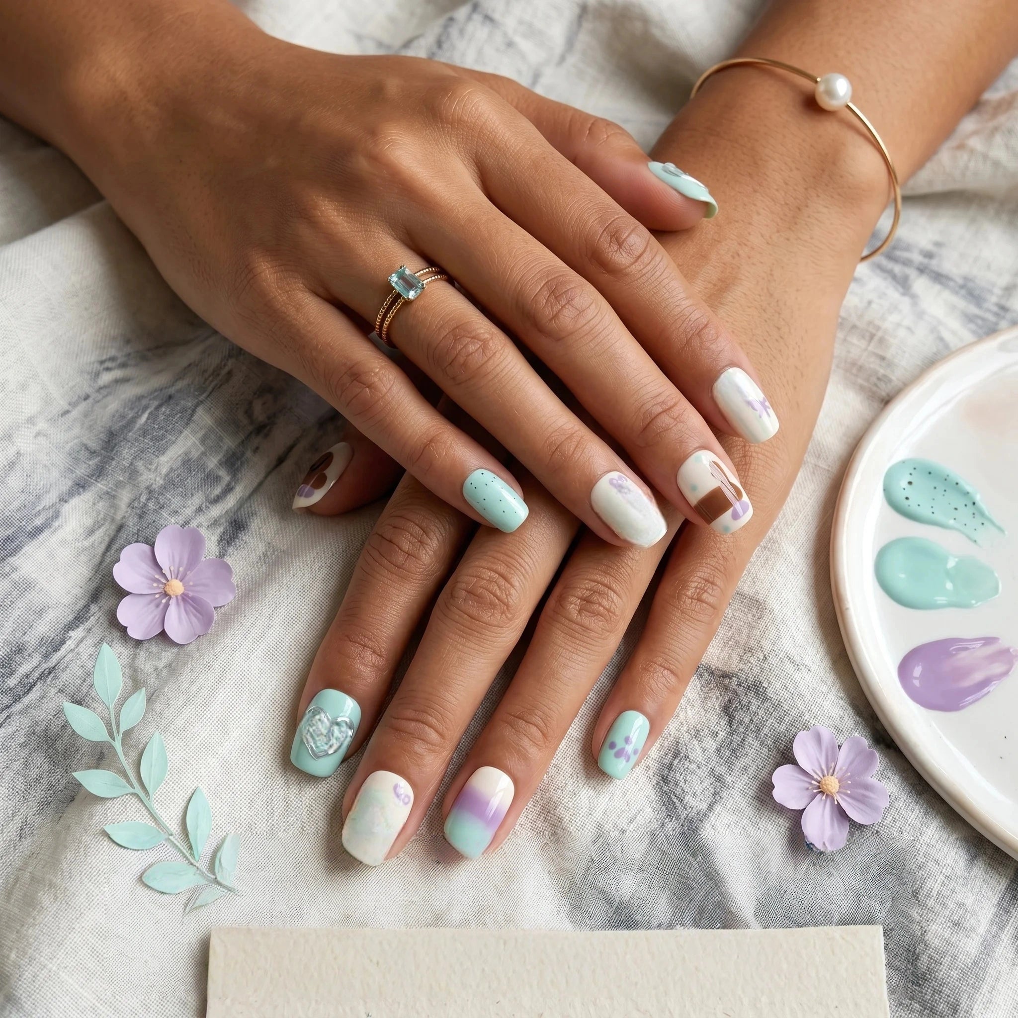 Kentrim Pup & Pastel Press On Nails - 10 Pieces (Single Size)