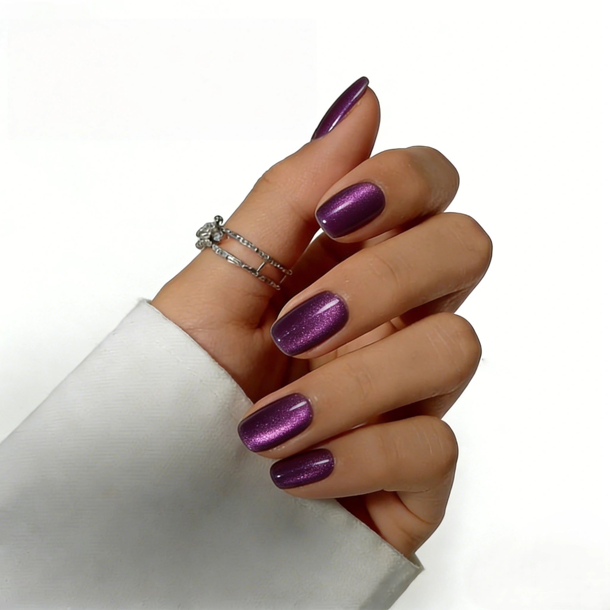 Kentrim Cat Eye Shimmer Gradient Press On Nails - 24 Pieces, 12 Sizes