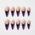 Kentrim Jelly Glue Purple Kentrim Purple Glitter Bat Stiletto Halloween Press On Nails - 24 Pieces (12 Sizes)