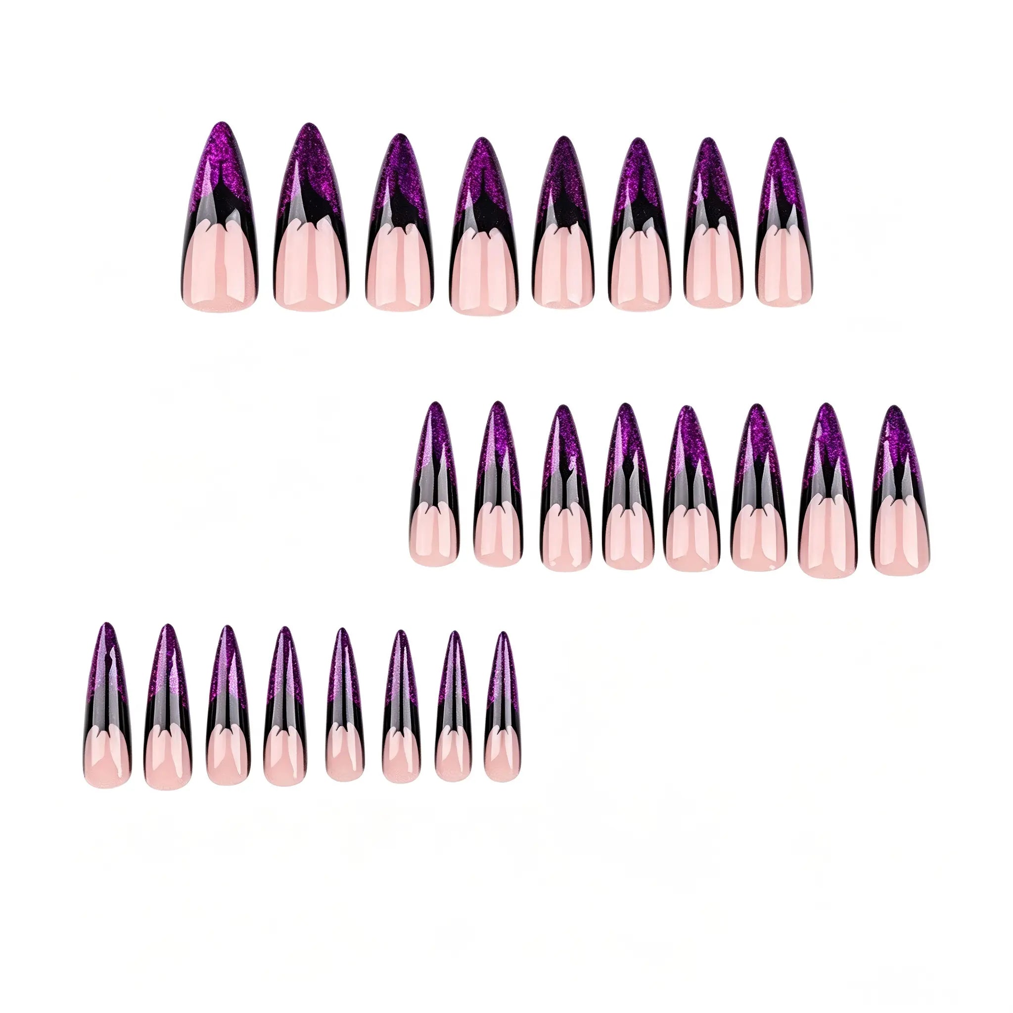 Kentrim Jelly Glue Purple Kentrim Purple Glitter Bat Stiletto Halloween Press On Nails - 24 Pieces (12 Sizes) Main image
