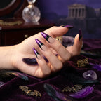Kentrim Jelly Glue Purple Kentrim Purple Glitter Bat Stiletto Halloween Press On Nails - 24 Pieces (12 Sizes)