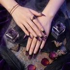Kentrim Jelly Glue Purple Kentrim Purple Glitter Bat Stiletto Halloween Press On Nails - 24 Pieces (12 Sizes)