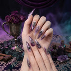 Kentrim Jelly Glue Purple Kentrim Purple Gradient Silver Cross Spider Halloween Stiletto Press On Nails - 24 Pieces (12 Sizes)