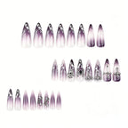 Kentrim Jelly Glue Purple Kentrim Purple Gradient Silver Cross Spider Halloween Stiletto Press On Nails - 24 Pieces (12 Sizes)