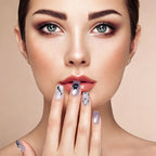 Kentrim Purple Cat Eye Black Cat Fishbone Short Square Press On Nails - 10 Pieces (Single Size)