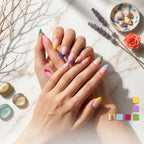 Kentrim Rainbow French Tip Press On Nails - 24 Pieces, 12 Sizes