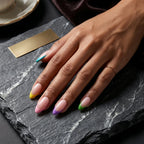 Kentrim Rainbow French Tip Press On Nails - 24 Pieces, 12 Sizes
