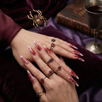 Kentrim Jelly Glue Red Kentrim Red Flame Blood Abstract Stiletto Halloween Press On Nails - 24 Pieces (12 Sizes)