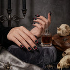 Kentrim Jelly Glue Black Kentrim Red Gem Spider Almond Halloween Press On Nails - 24 Pieces (12 Sizes)