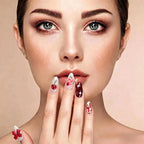 Kentrim 3D Red Cherry Bow Press On Nails- 10 Pieces (Single Size)
