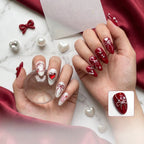 Kentrim Romantic Red & White Press On Nails- 10 Pieces (Single Size)