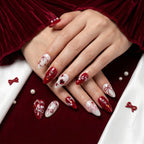 Kentrim Romantic Red & White Press On Nails- 10 Pieces (Single Size)