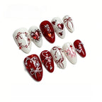 Kentrim Romantic Red & White Press On Nails- 10 Pieces (Single Size)