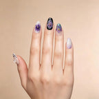 Kentrim Purple Floral Cow Print Press On Nails- 10 Pieces (Single Size)