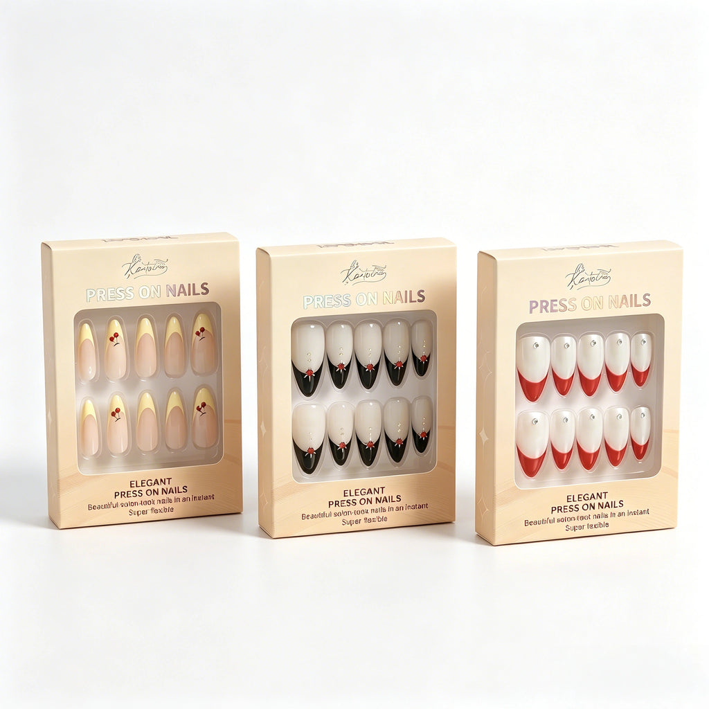 Kentrim French Tip 3-Set Press On Nails - 30 Pieces Total