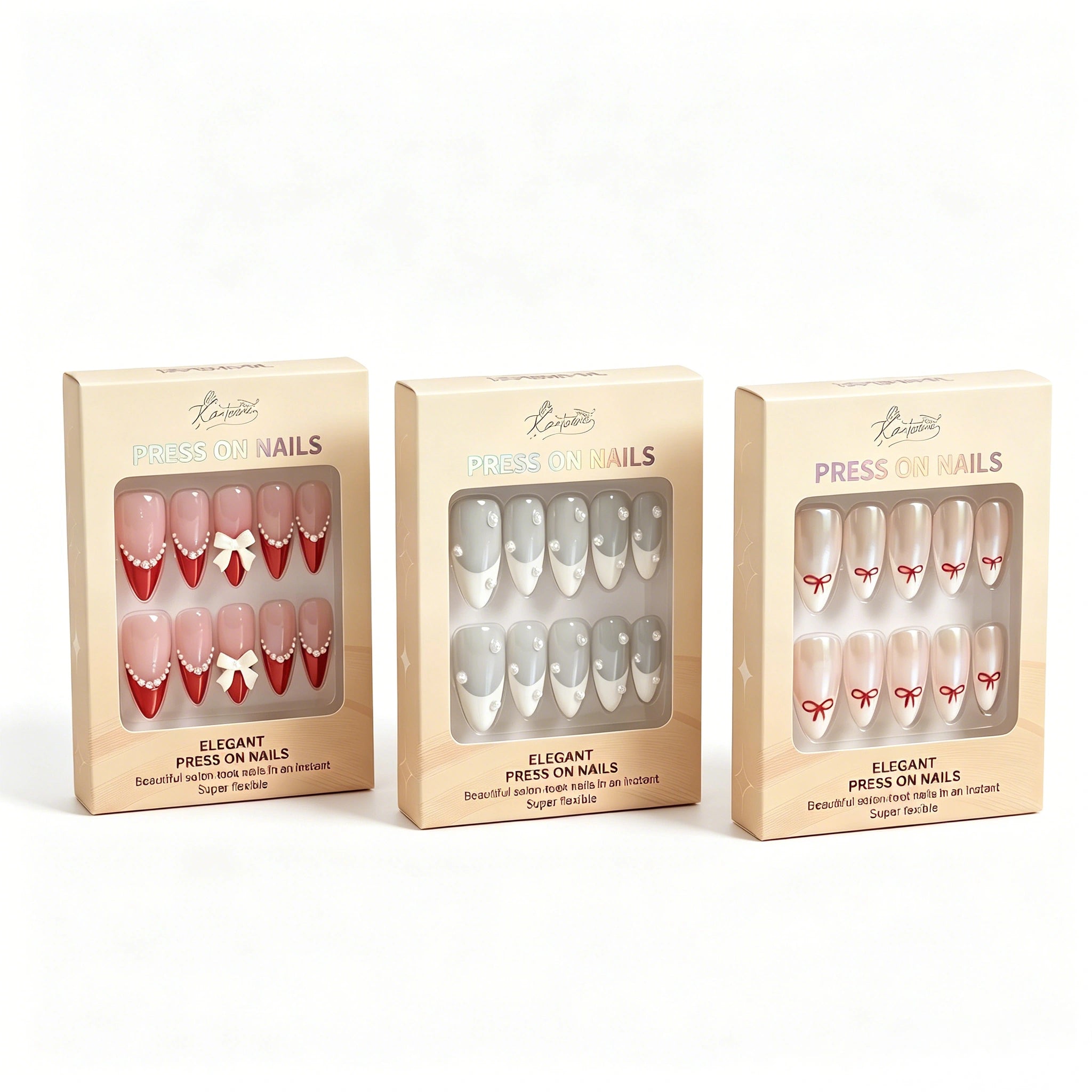 Kentrim French Tip 3-Set Press On Nails - 30 Pieces Total (3 x 10 Pieces) Secondary image