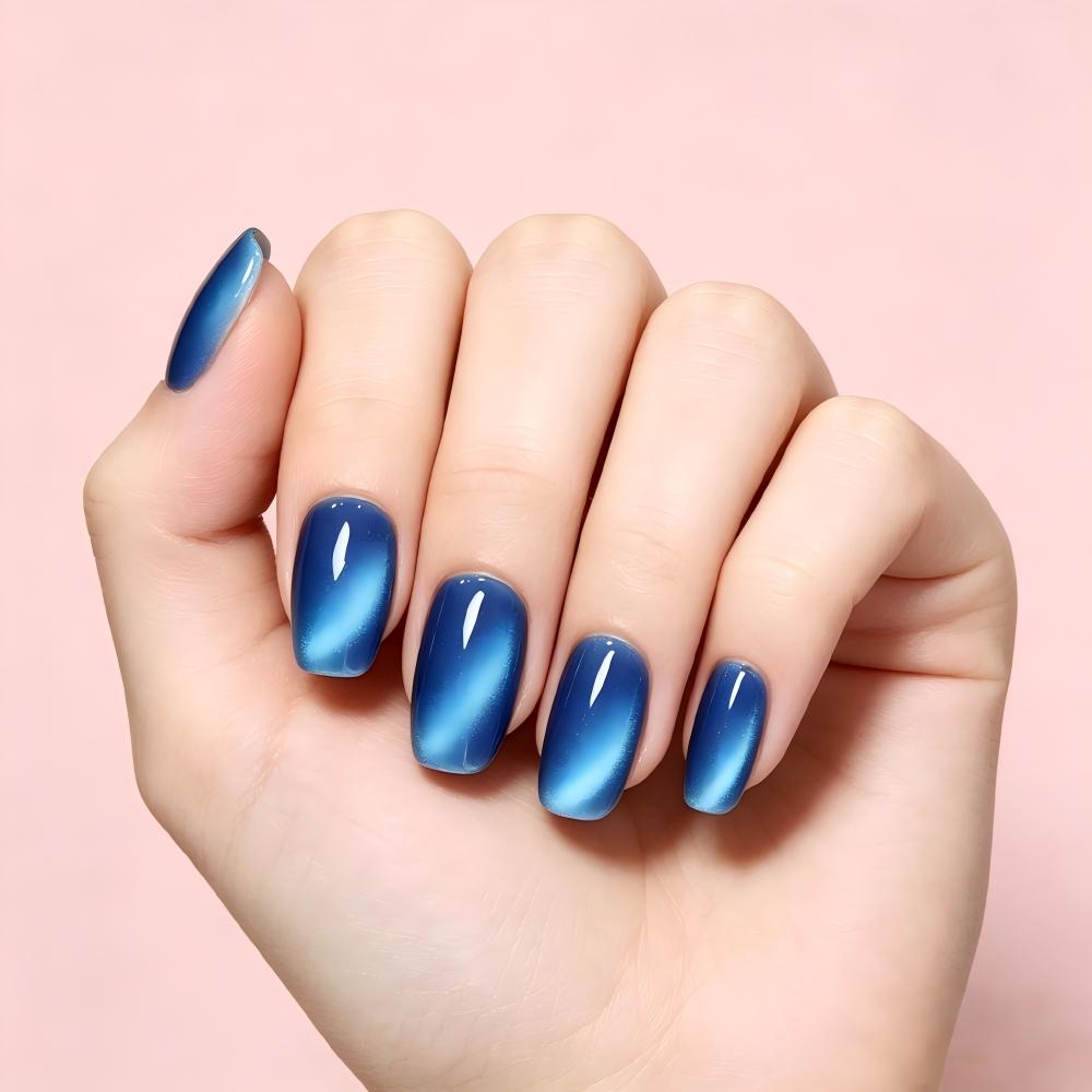 Kentrim Cat Eye Shimmer Gradient Press On Nails - 24 Pieces, 12 Sizes