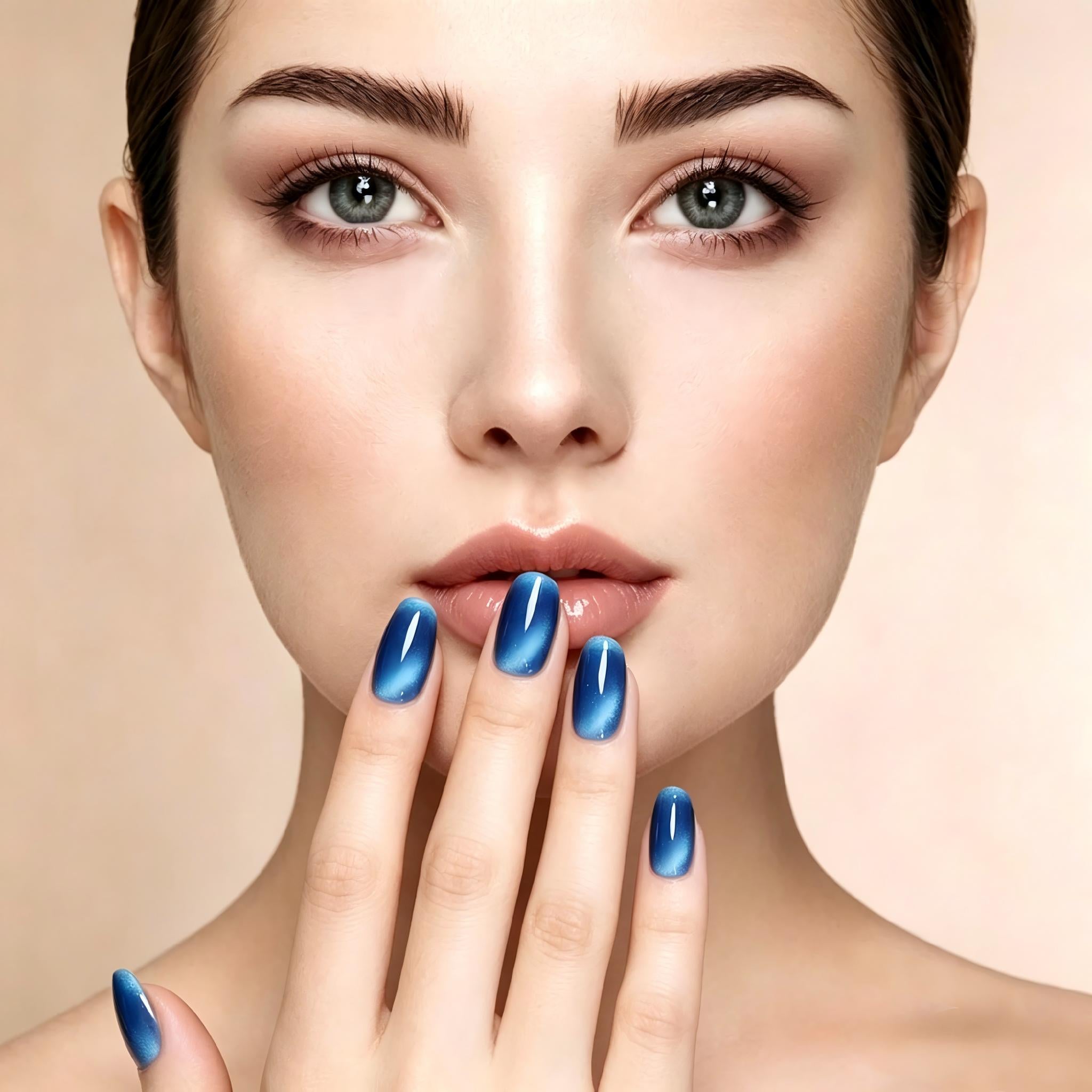 Kentrim Cat Eye Shimmer Gradient Press On Nails - 24 Pieces, 12 Sizes