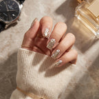 Kentrim Silver Abstract Flame Press On Nails- 30 Pieces, 15 Sizes