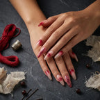Kentrim Jelly Glue Red Kentrim Stitched Wound Blood Gradient Almond Halloween Press On Nails - 24 Pieces (12 Sizes)