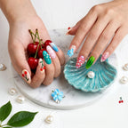 Kentrim Summer Fruit & Floral Medium Almond Press On Nails- 10 Pieces (Single Size)
