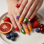 Kentrim Summer Fruit Party Medium Almond Press On Nails- 10 Pieces (Single Size)