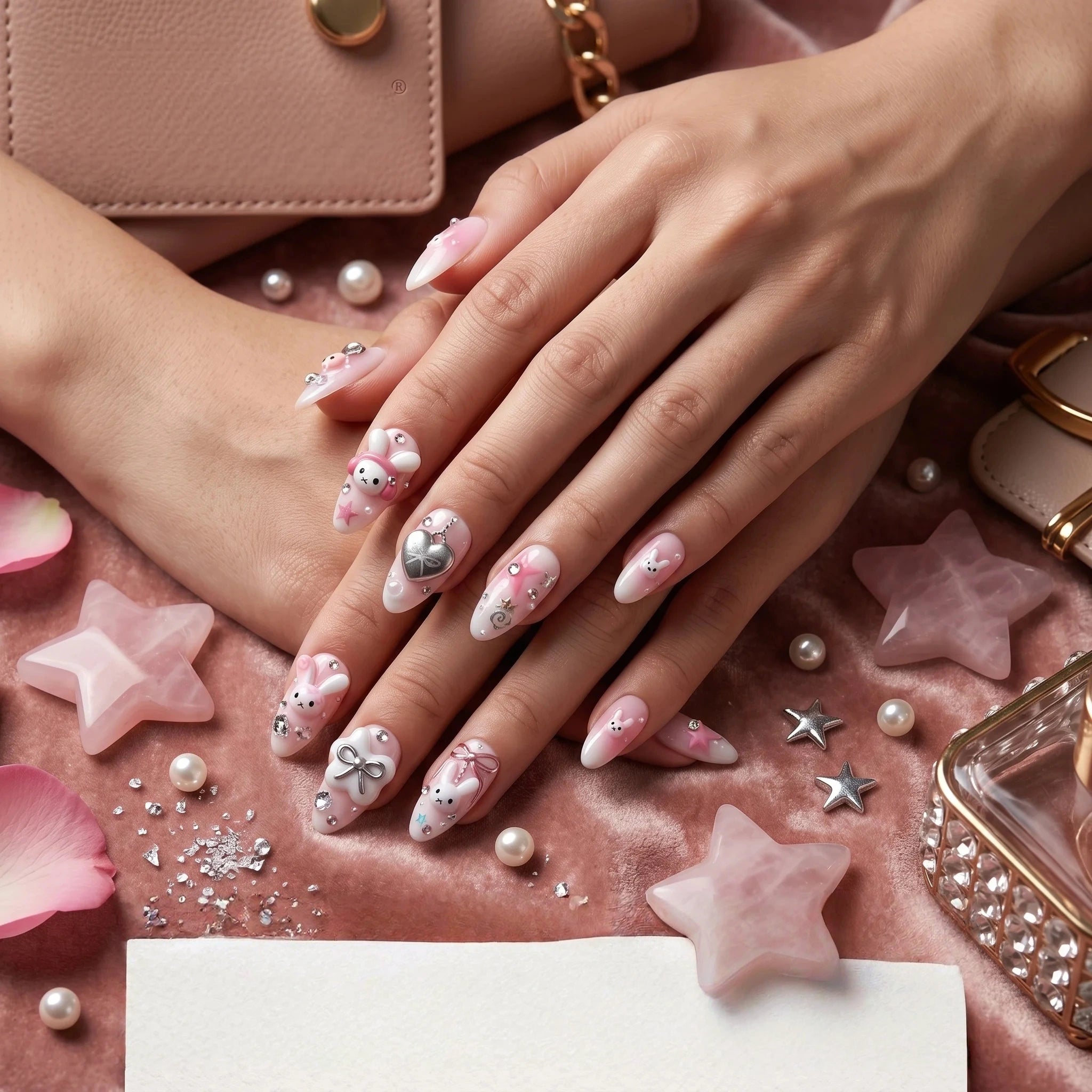Kentrim Bunny & Bow Press On Nails - 10 Pieces (Single Size)