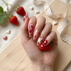 Kentrim Sweet Strawberry Delight Medium Almond Press On Nails- 10 Pieces (Single Size)