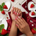 Kentrim Sweet Strawberry Delight Medium Almond Press On Nails- 10 Pieces (Single Size)
