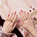 Kentrim Sweet Strawberry Delight Medium Almond Press On Nails- 10 Pieces (Single Size)
