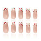 Kentrim Jelly Glue Pink Kentrim Red Polka Dot French Tip Press On Nails - 30 Pieces (15 Sizes)
