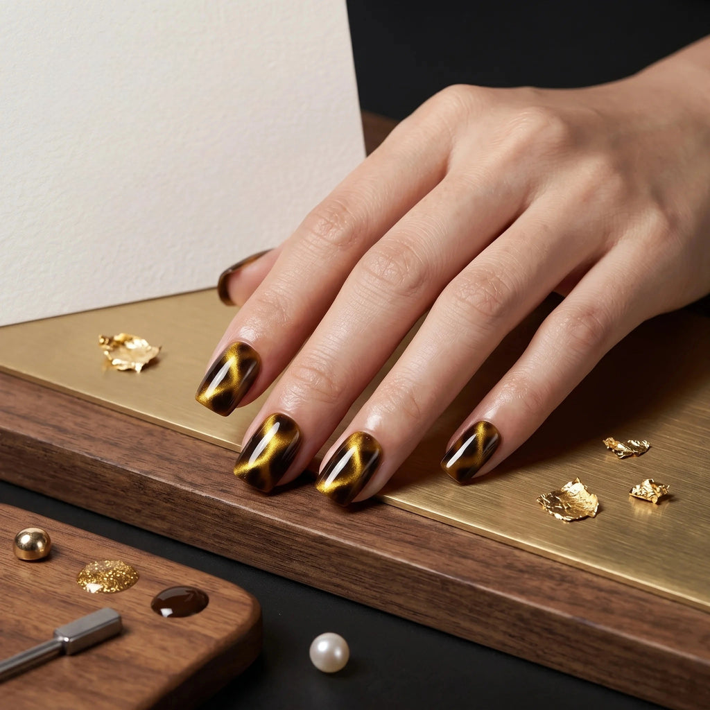 Kentrim Wild Elegance Tortoiseshell Press On Nails- 30 Pieces, 15 Sizes