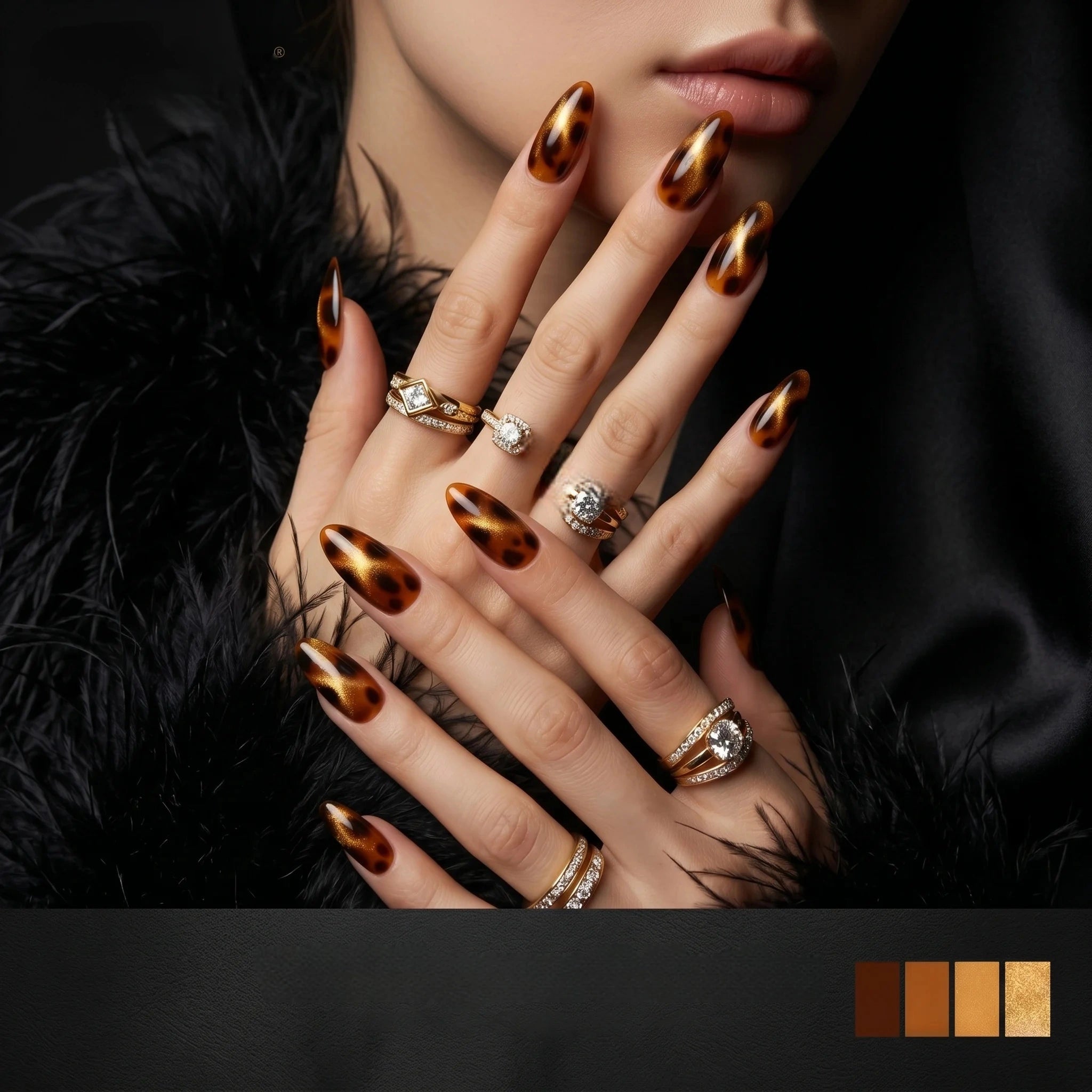 Kentrim Wild Elegance Tortoiseshell Press On Nails- 30 Pieces, 15 Sizes