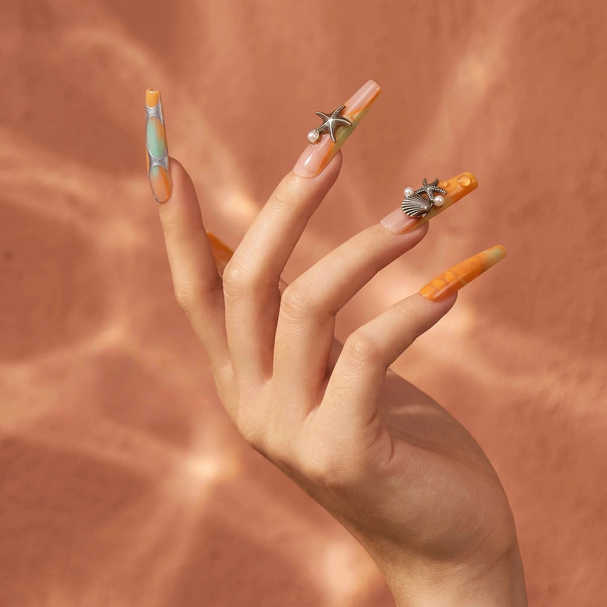 Kentrim Tropical Coastal Press On Nails- 30 Pieces, 15 Sizes