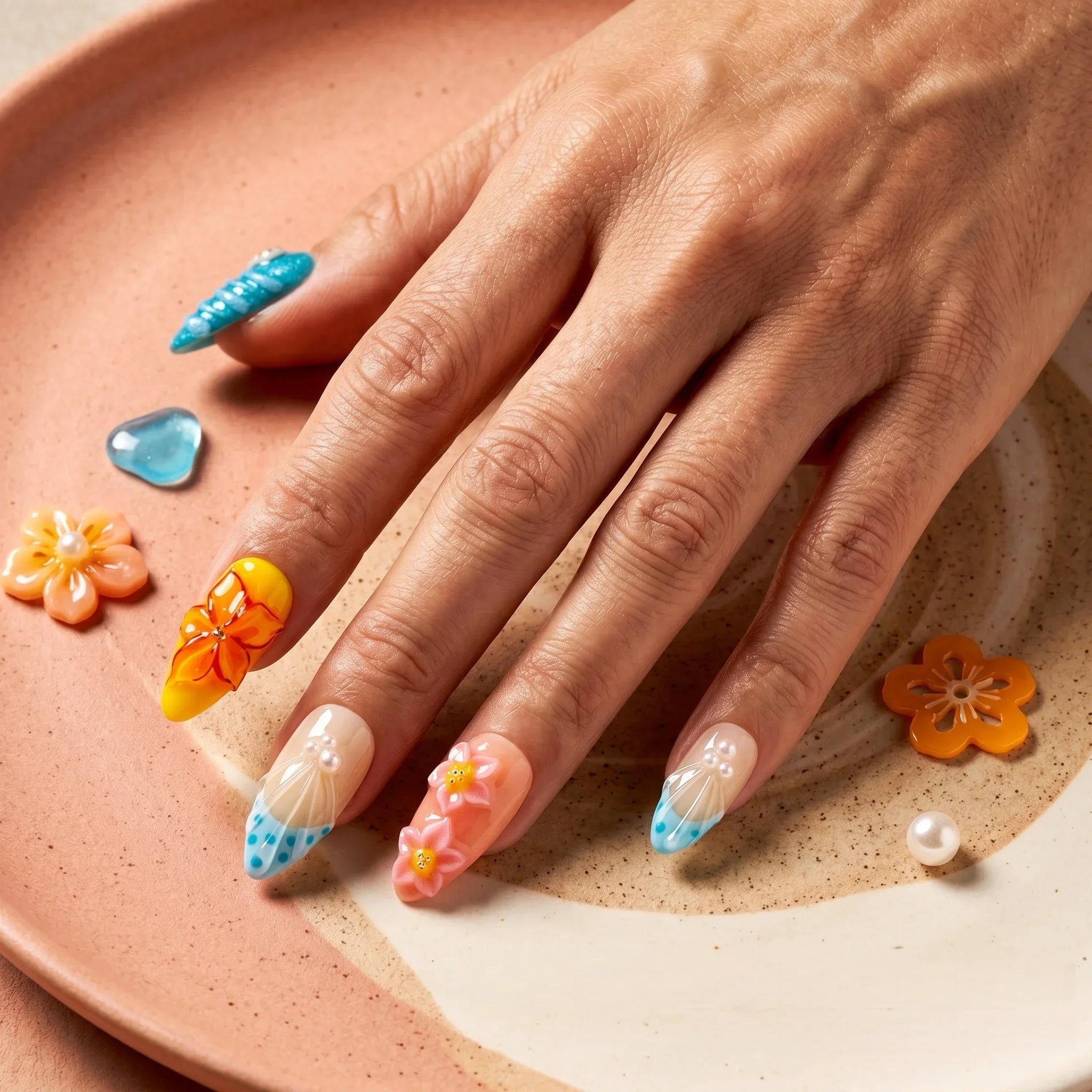 Kentrim Cherry Sweet Medium Almond Press On Nails- 10 Pieces (Single Size)