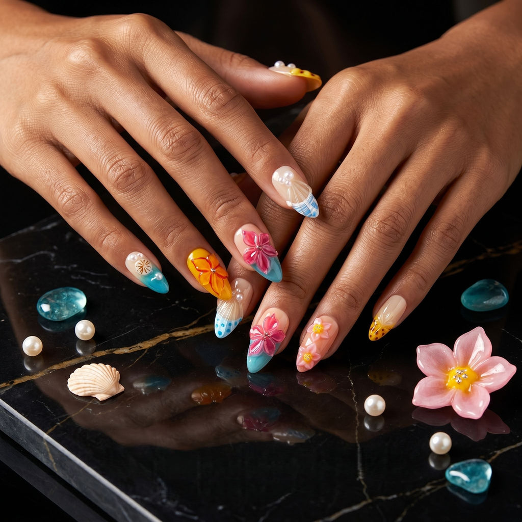 Kentrim Cherry Sweet Medium Almond Press On Nails- 10 Pieces (Single Size)