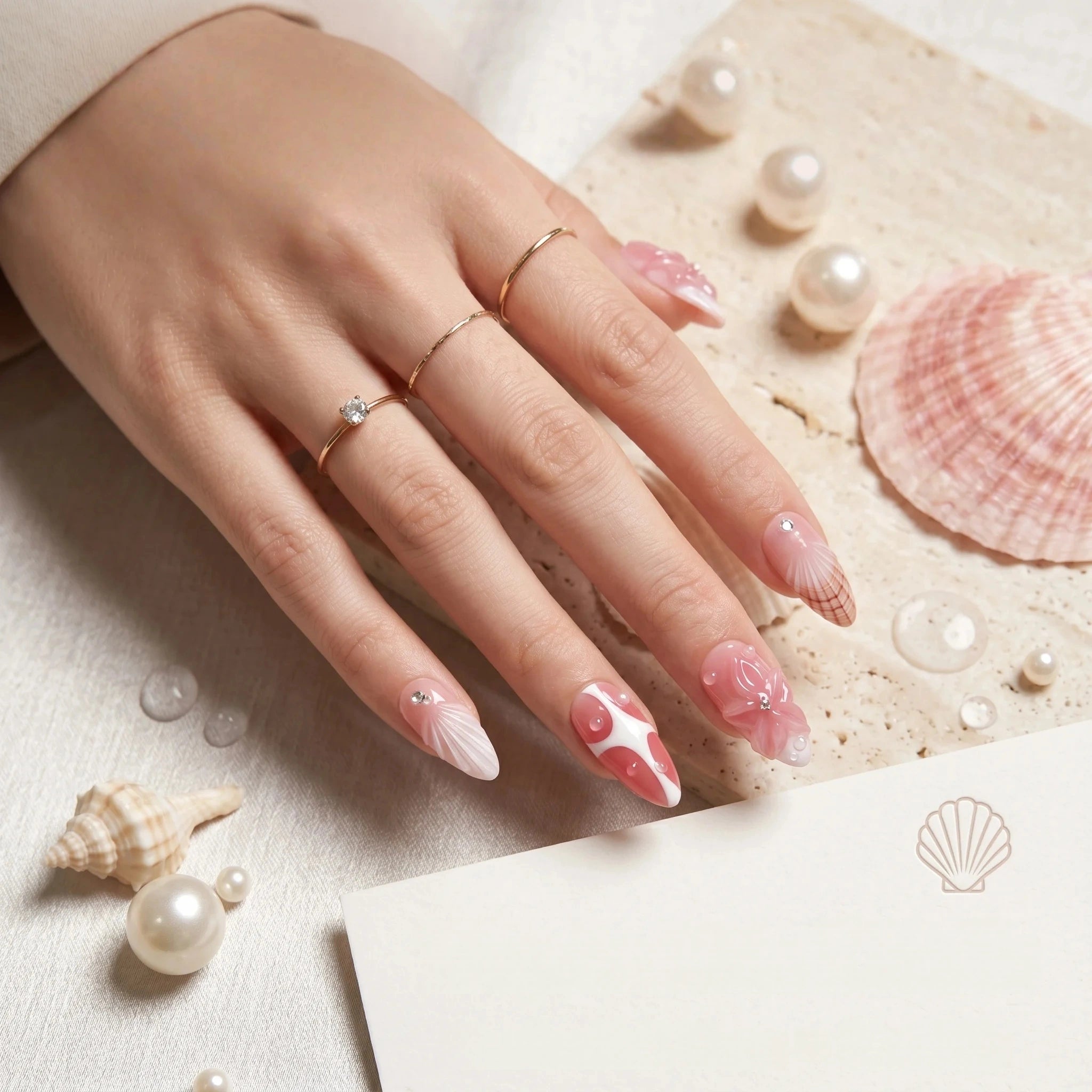 Kentrim Tropical Shell Press On Nails - 10 Pieces (Single Size)
