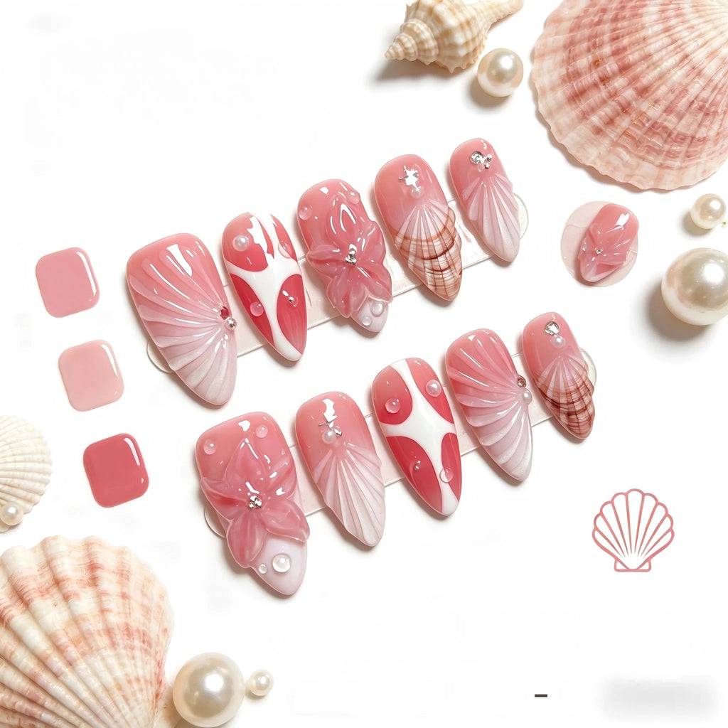 Kentrim Tropical Shell Press On Nails - 10 Pieces (Single Size)