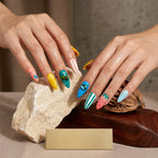 Kentrim Tropical Summer Medium Almond Press On Nails- 10 Pieces (Single Size)