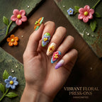 Kentrim Floral Medium Almond Press On Nails - 10 Pieces (Single Size)
