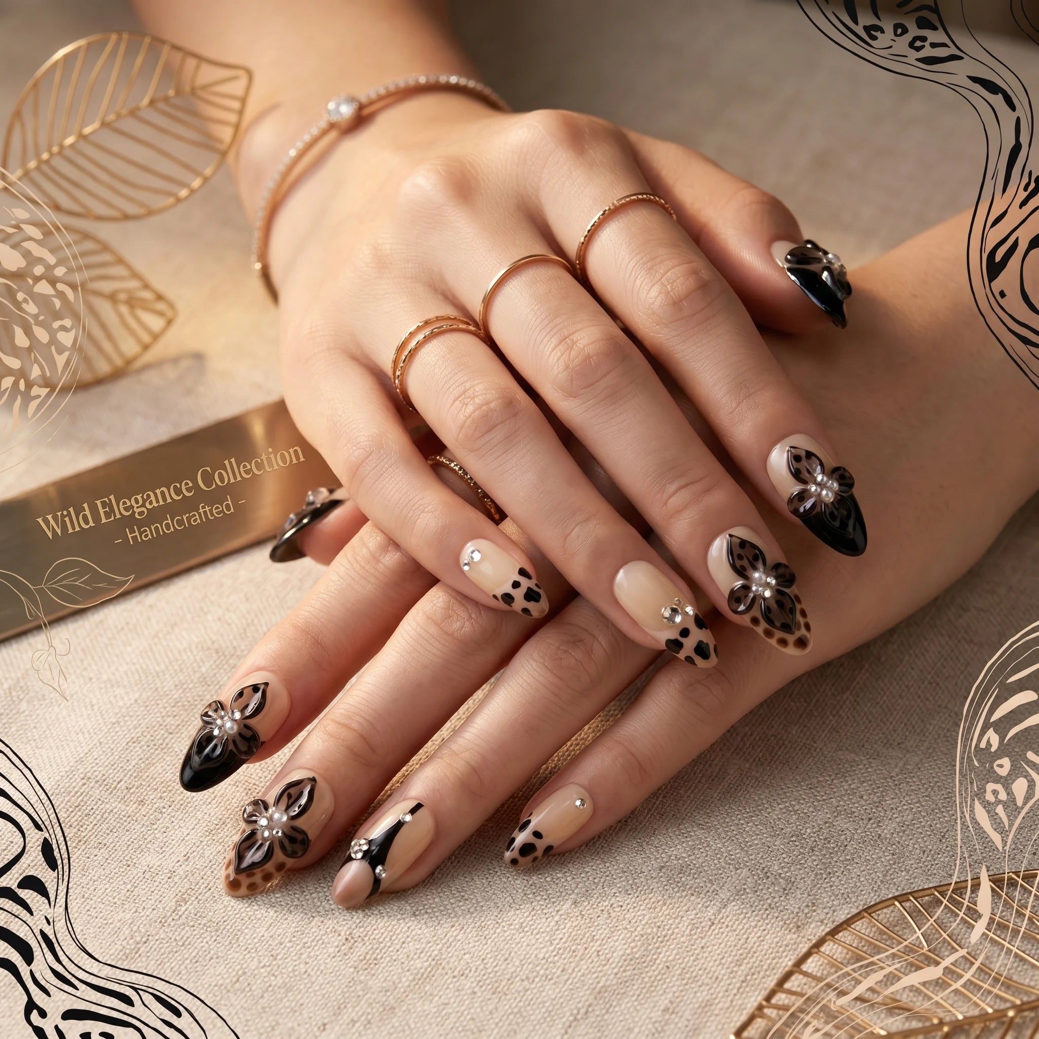 Kentrim Leopard Medium Almond Press On Nails - 10 Pieces (Single Size)